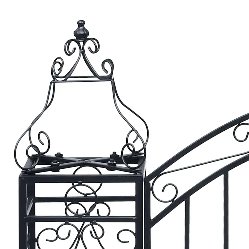 Wrought Iron Ornamental Garden Gate Black Outdoor Entryway 122 x 20.5 x 100 cm