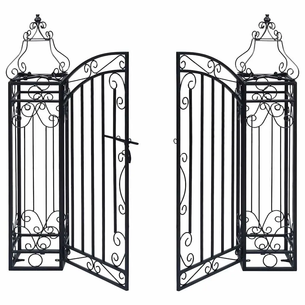 Wrought Iron Ornamental Garden Gate Black Outdoor Entryway 122 x 20.5 x 100 cm