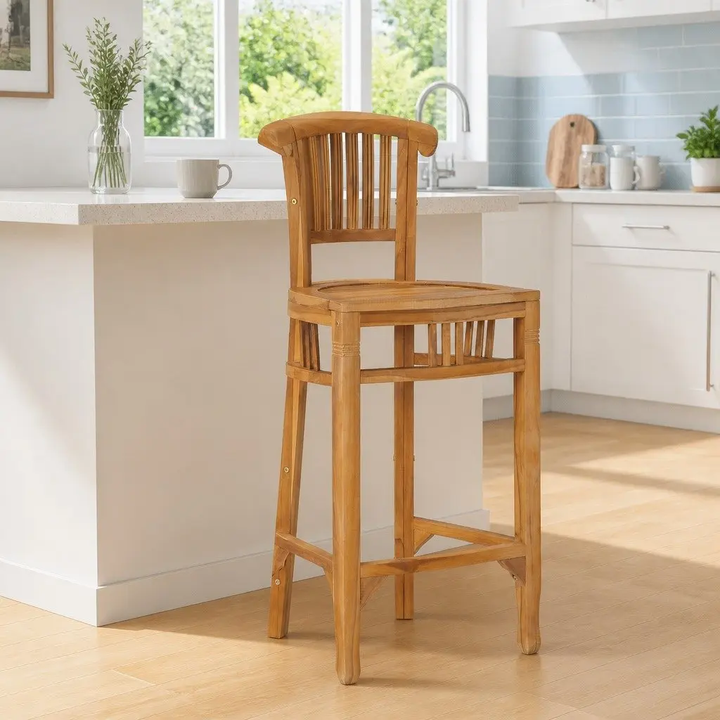 Solid Teak Bar Stool for Indoor and Outdoor
