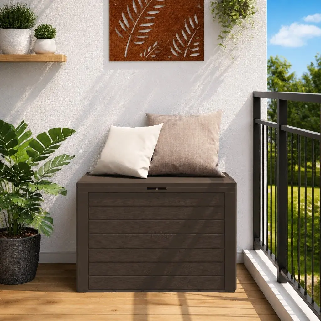 Garden Storage Box Brown Outdoor Patio Furniture 78x44x55cm