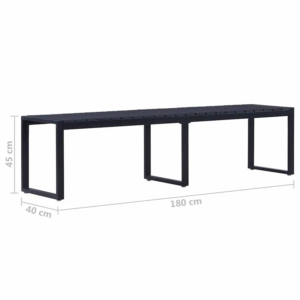 Outdoor Garden Bench 180cm Black Seating Contemporary Design Iron Frame Chair