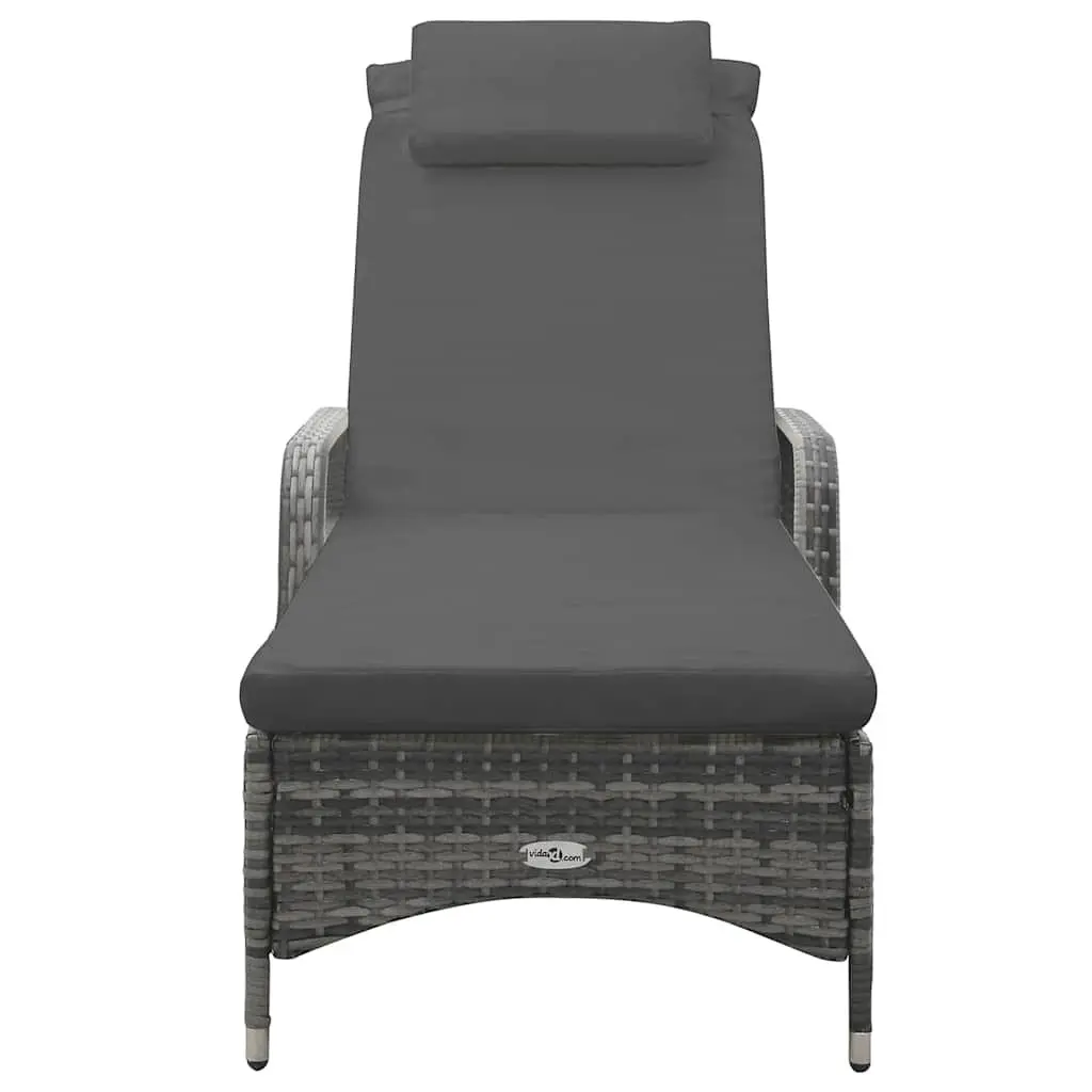Sun Lounger with Wheels Adjustable Backrest Garden Patio Lounge Chair Anthracite