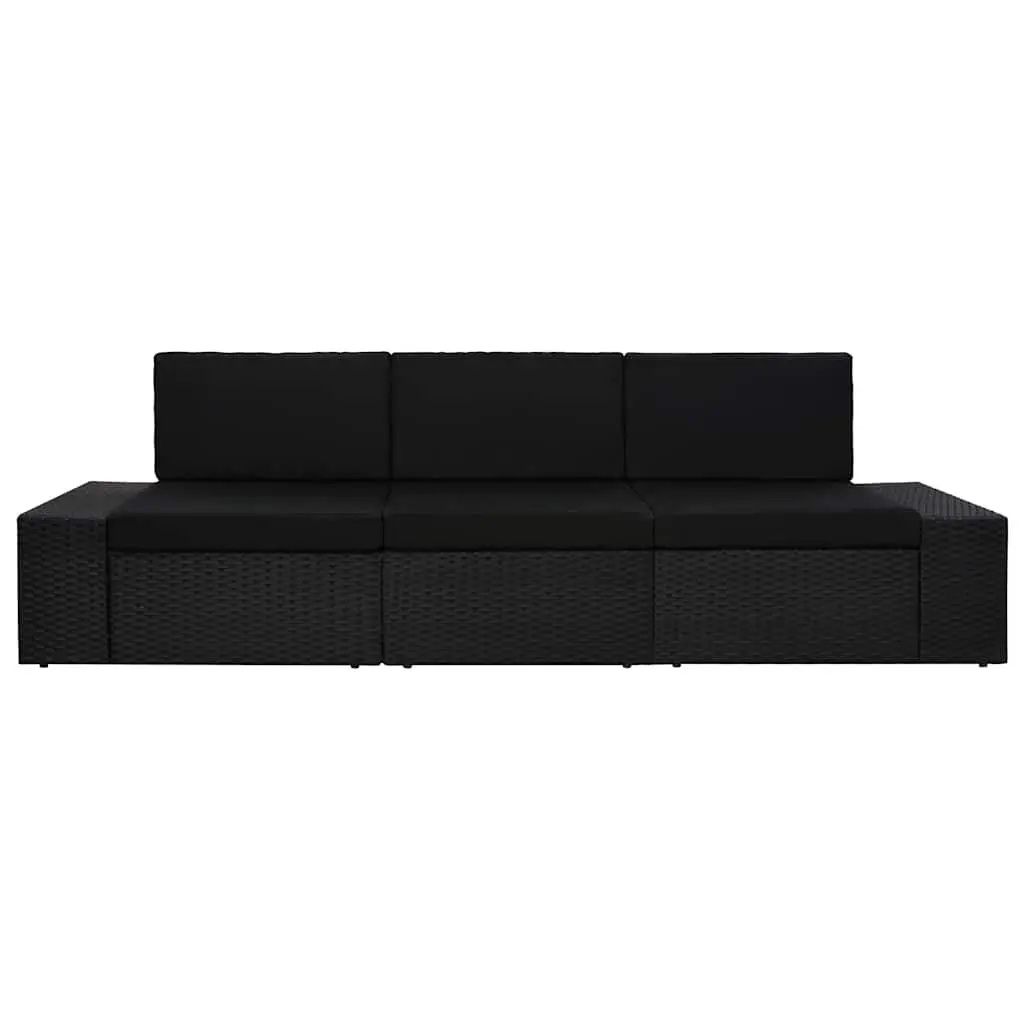 Outdoor Sectional Sofa Weather-Resistant Poly Rattan 3-Seater Garden Lounge Modular Furniture