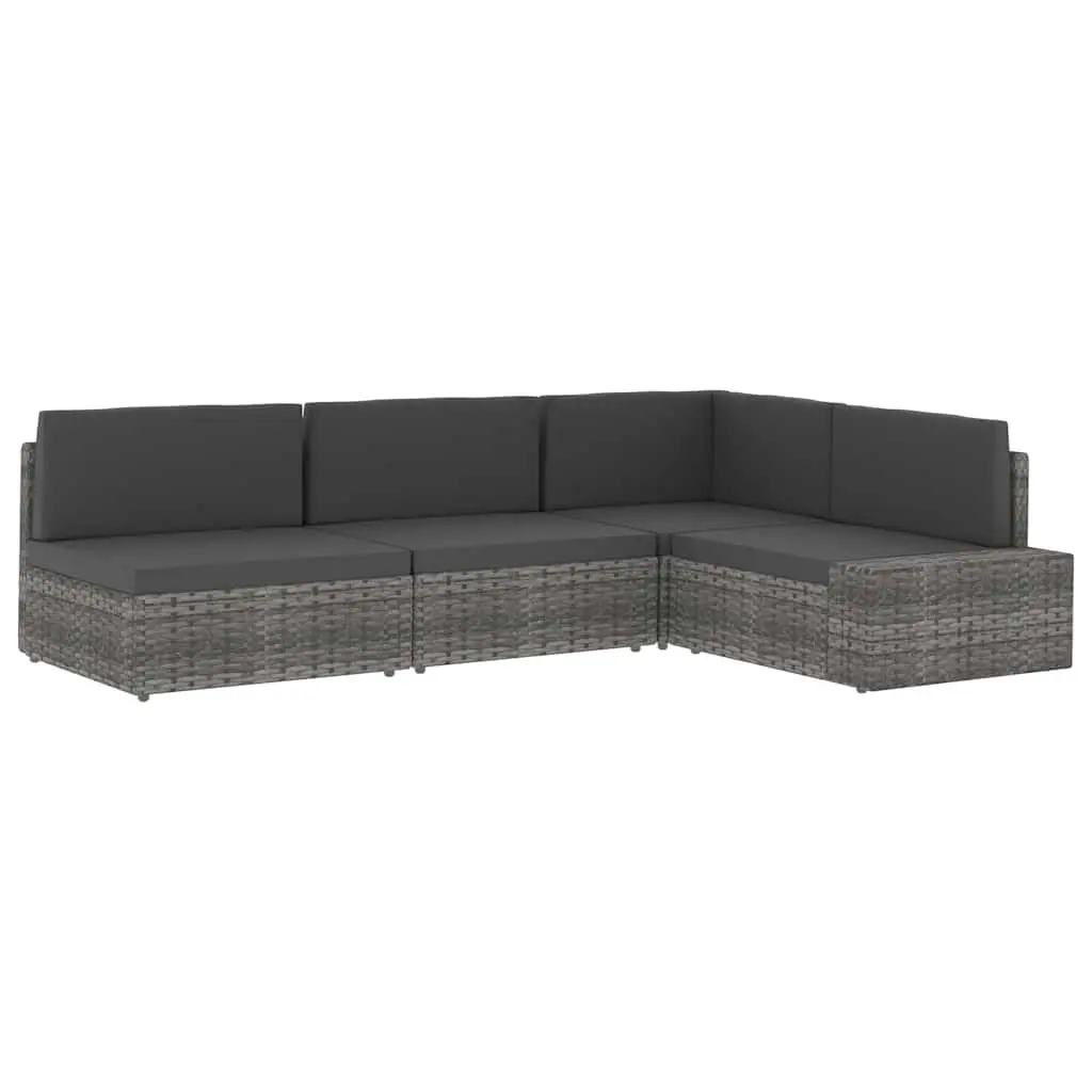 Outdoor Sectional Sofa Weather-Resistant Poly Rattan 3-Seater Garden Lounge Modular Furniture