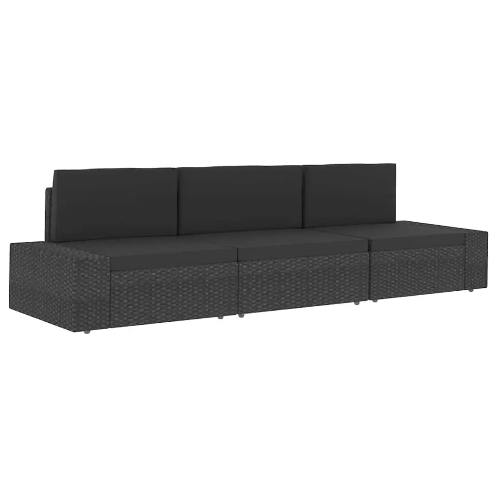 Outdoor Sectional Sofa Weather-Resistant Poly Rattan 3-Seater Garden Lounge Modular Furniture