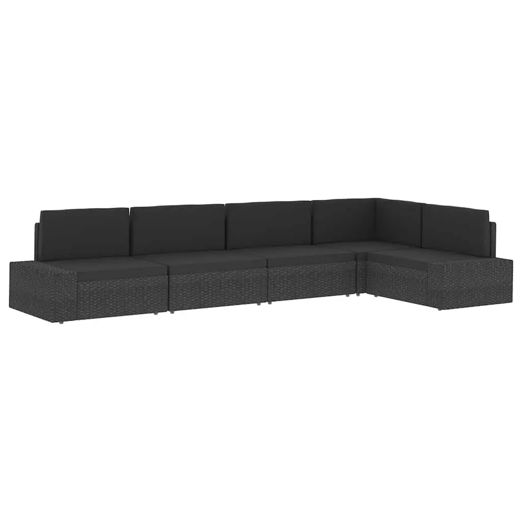 Outdoor Sectional Sofa Weather-Resistant Poly Rattan 3-Seater Garden Lounge Modular Furniture