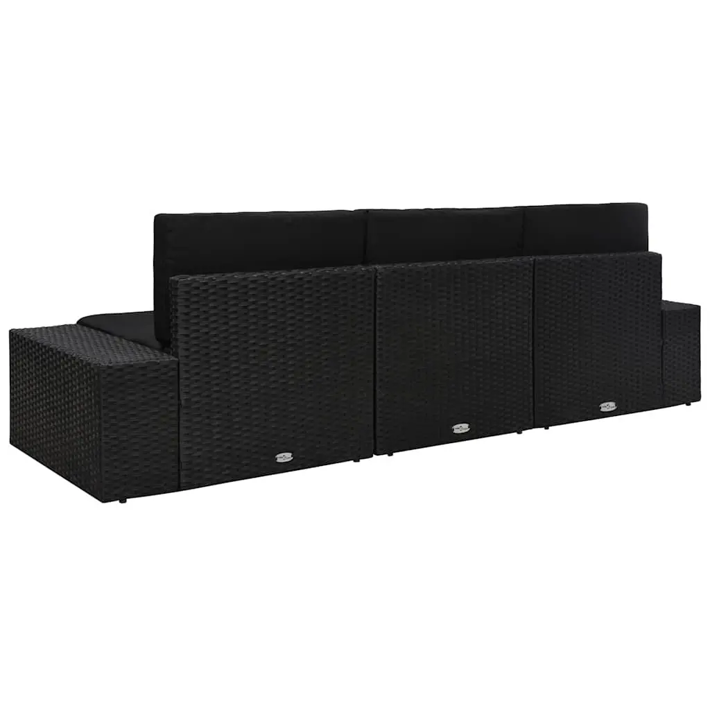 Outdoor Sectional Sofa Weather-Resistant Poly Rattan 3-Seater Garden Lounge Modular Furniture