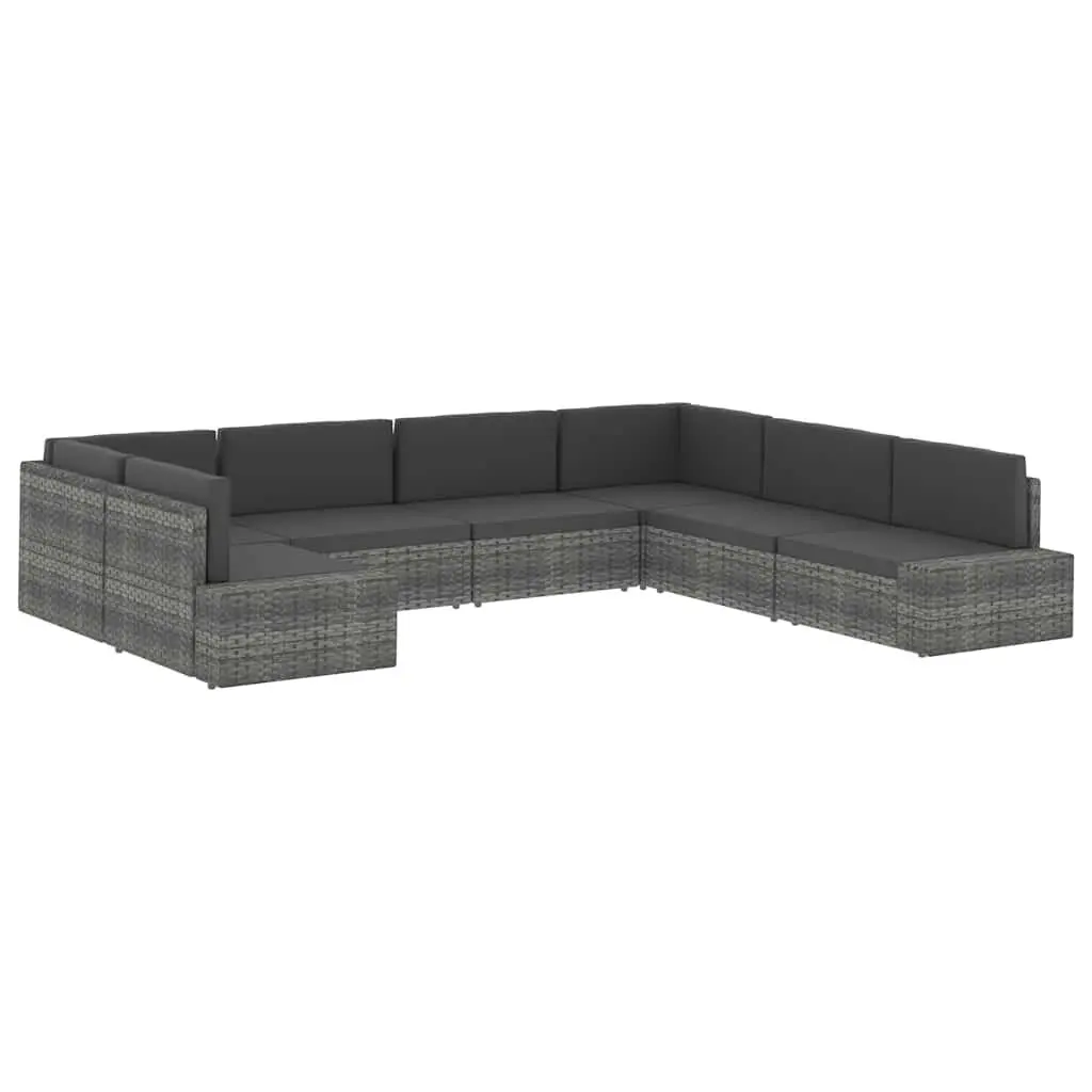 Outdoor Sectional Sofa Weather-Resistant Poly Rattan 3-Seater Garden Lounge Modular Furniture