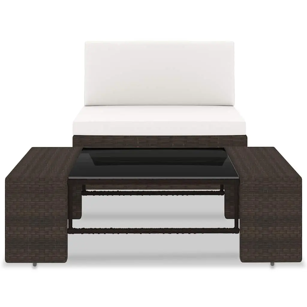 Outdoor Sectional Lounge Set Modular Weather-Resistant PE Rattan Brown 2 Piece