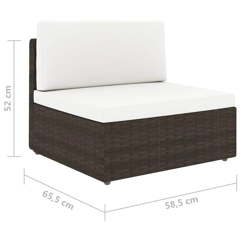 Outdoor Sectional Lounge Set Modular Weather-Resistant PE Rattan Brown 2 Piece