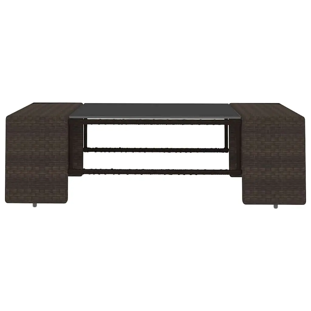 Outdoor Sectional Lounge Set Modular Weather-Resistant PE Rattan Brown 2 Piece