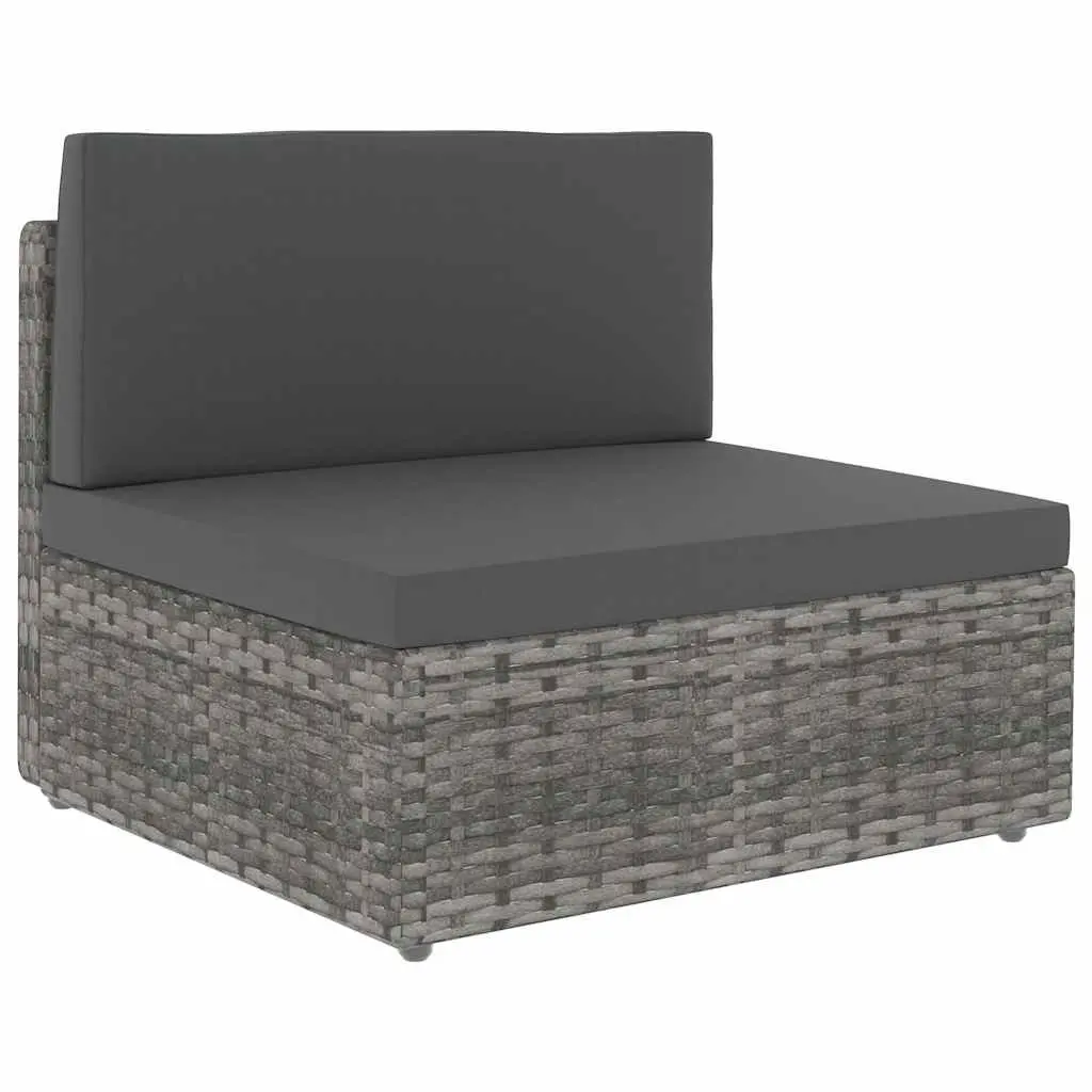 Modular Grey Poly Rattan Garden Lounge Set Outdoor Sectional Sofa with Coffee Table