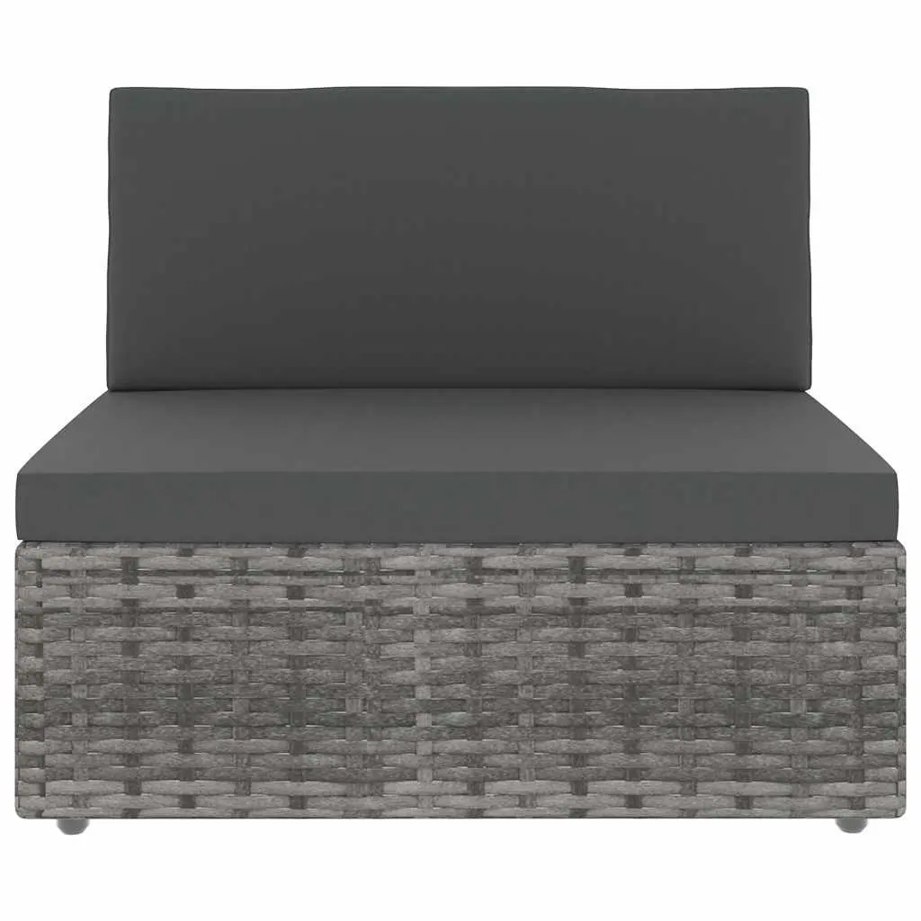 Modular Grey Poly Rattan Garden Lounge Set Outdoor Sectional Sofa with Coffee Table