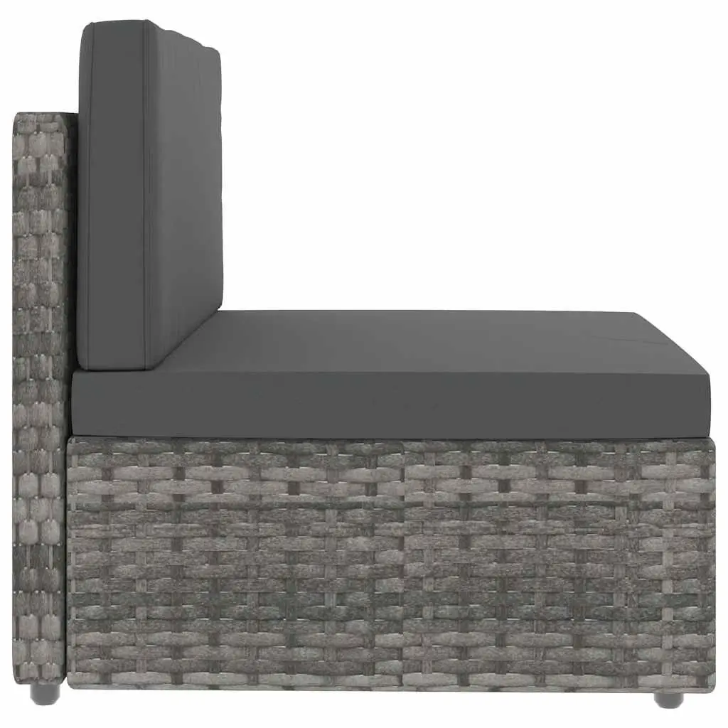 Modular Grey Poly Rattan Garden Lounge Set Outdoor Sectional Sofa with Coffee Table
