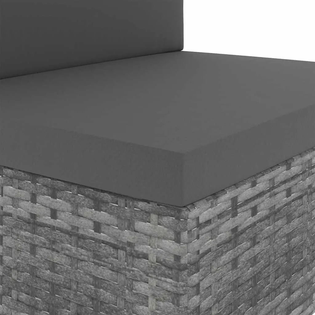 Modular Grey Poly Rattan Garden Lounge Set Outdoor Sectional Sofa with Coffee Table