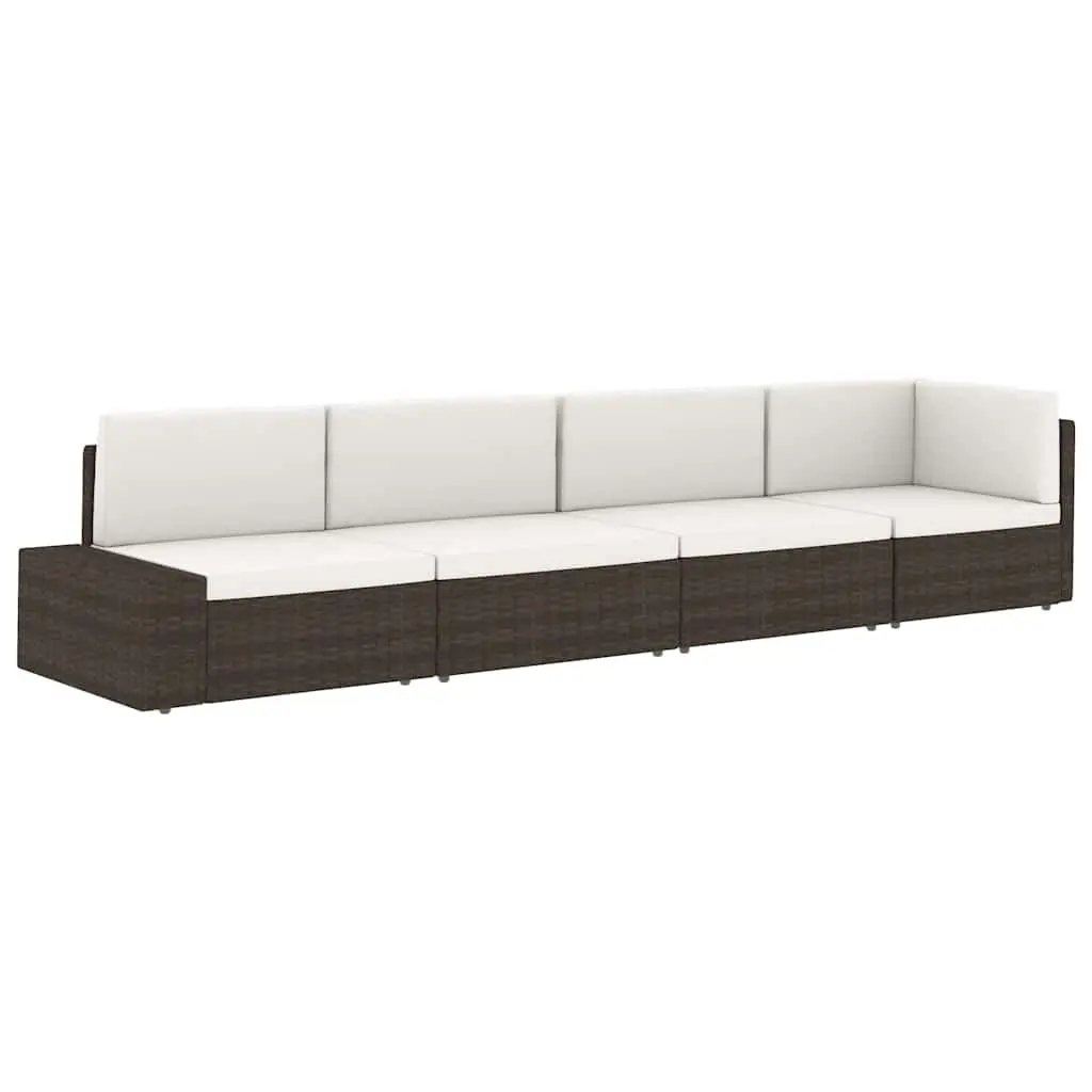 Modular Grey Poly Rattan Garden Lounge Set Outdoor Sectional Sofa with Coffee Table