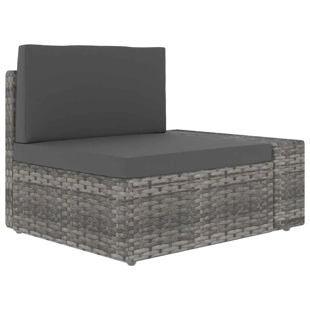Outdoor Sectional Sofa 3-Seater Poly Rattan Grey Modular Garden Lounge Couch