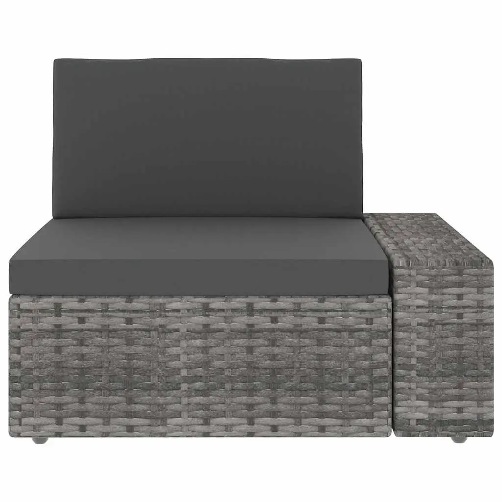 Outdoor Sectional Sofa 3-Seater Poly Rattan Grey Modular Garden Lounge Couch