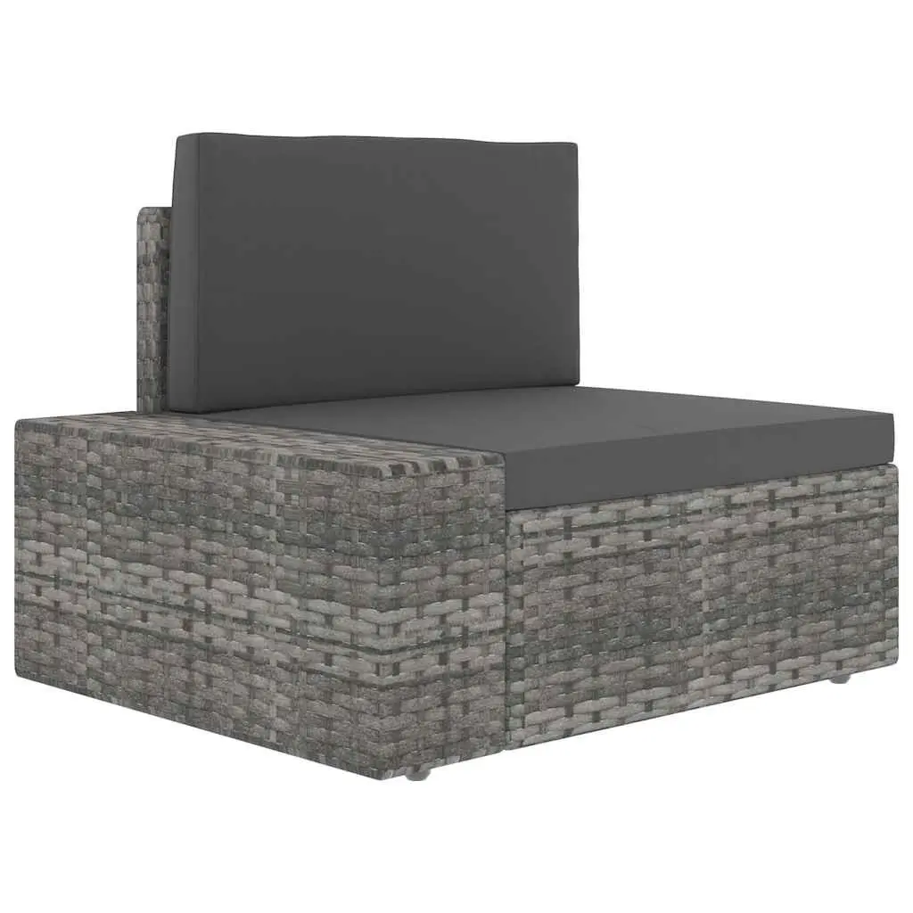 Outdoor Sectional Sofa 3-Seater Poly Rattan Grey Modular Garden Lounge Couch