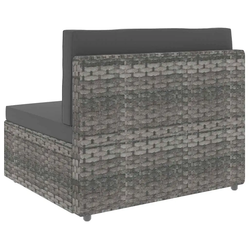Outdoor Sectional Sofa 3-Seater Poly Rattan Grey Modular Garden Lounge Couch