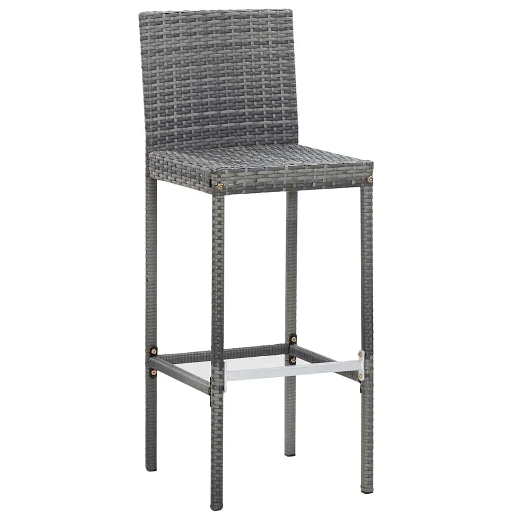 Outdoor Bar Set 7 Piece Grey Poly Rattan Garden Patio Furniture with Cushions