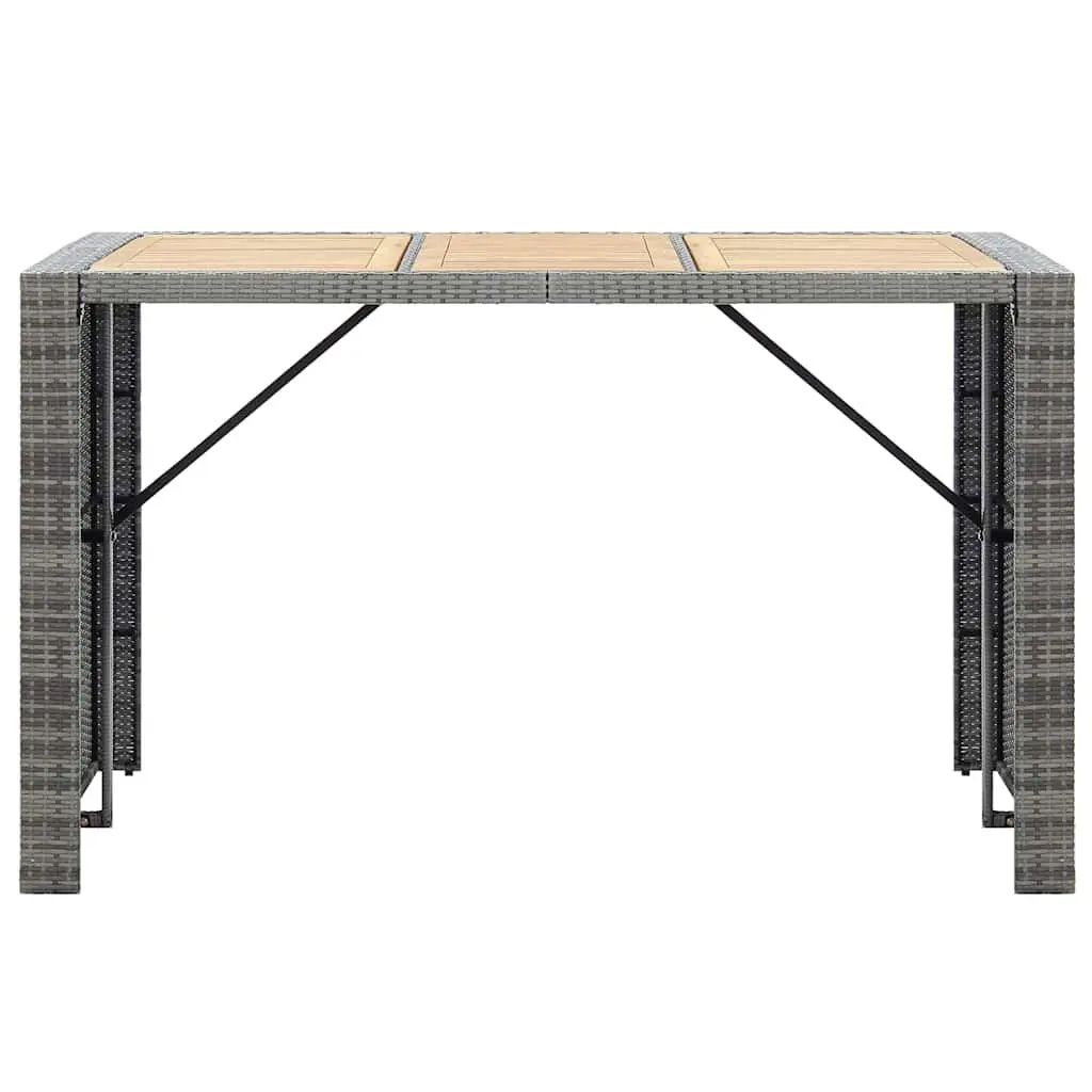 Outdoor Bar Set 7 Piece Grey Poly Rattan Garden Patio Furniture with Cushions