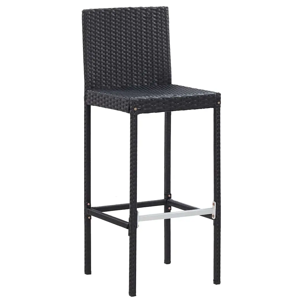 5 Piece Outdoor Bar Set Water-Resistant PE Rattan Solid Acacia Wood Black