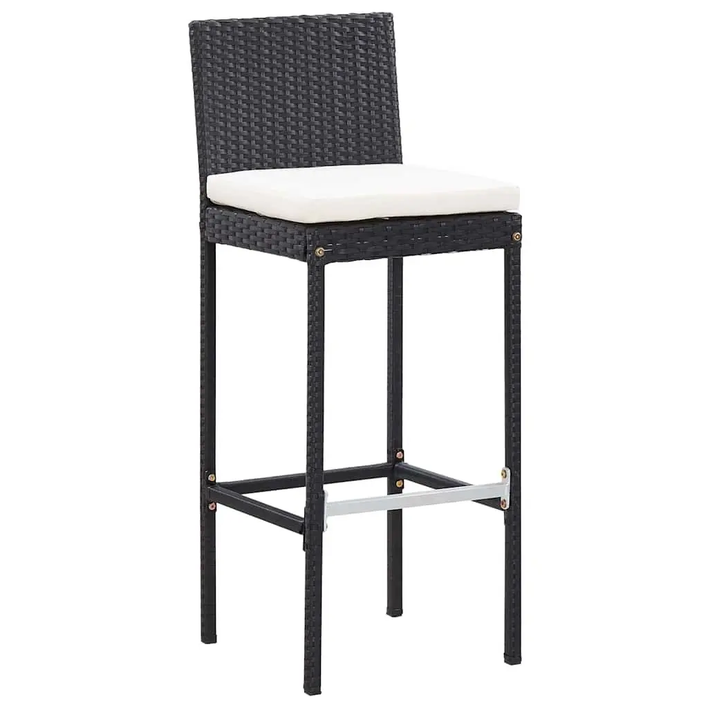 5 Piece Outdoor Bar Set Water-Resistant PE Rattan Solid Acacia Wood Black