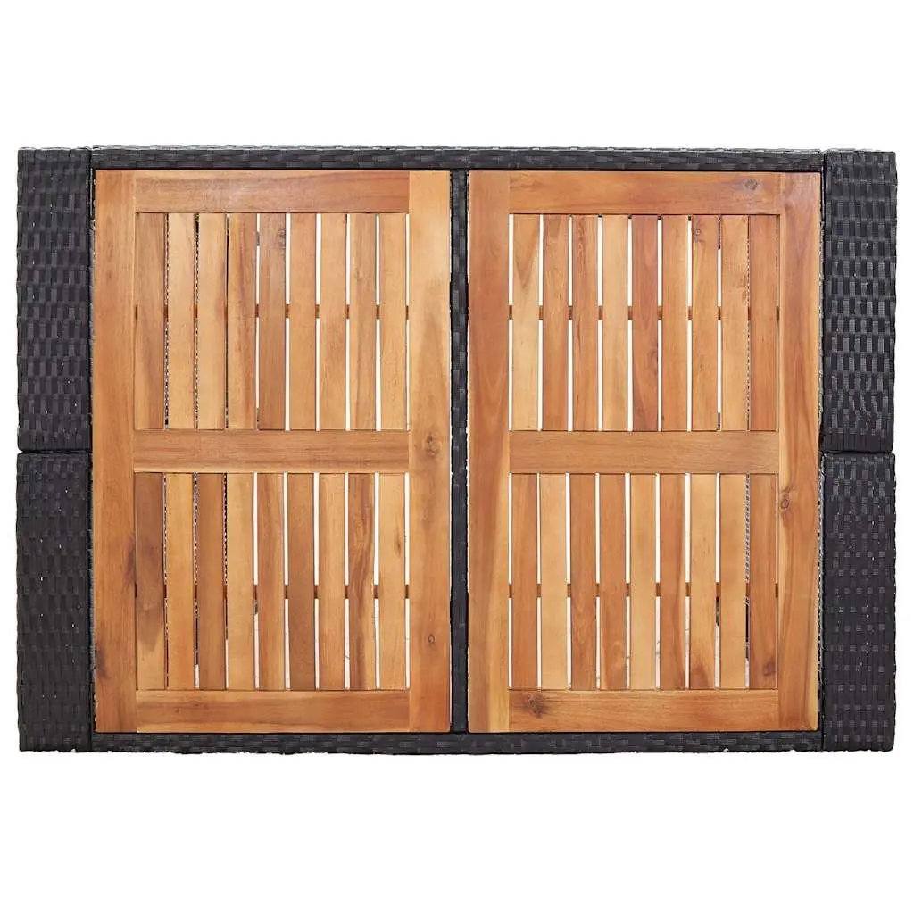 5 Piece Outdoor Bar Set Water-Resistant PE Rattan Solid Acacia Wood Black