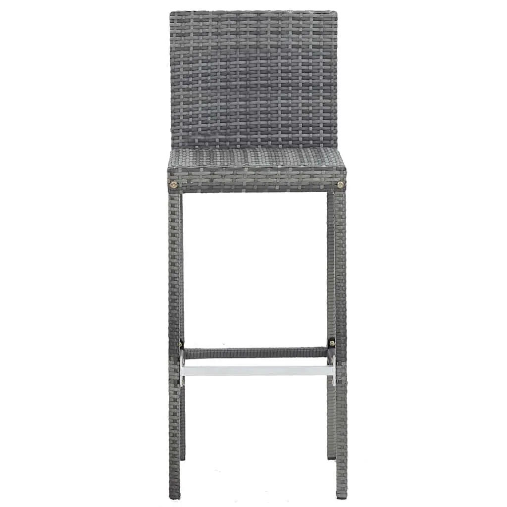 Outdoor Bar Set 5 Piece Poly Rattan Acacia Wood Patio Furniture Grey