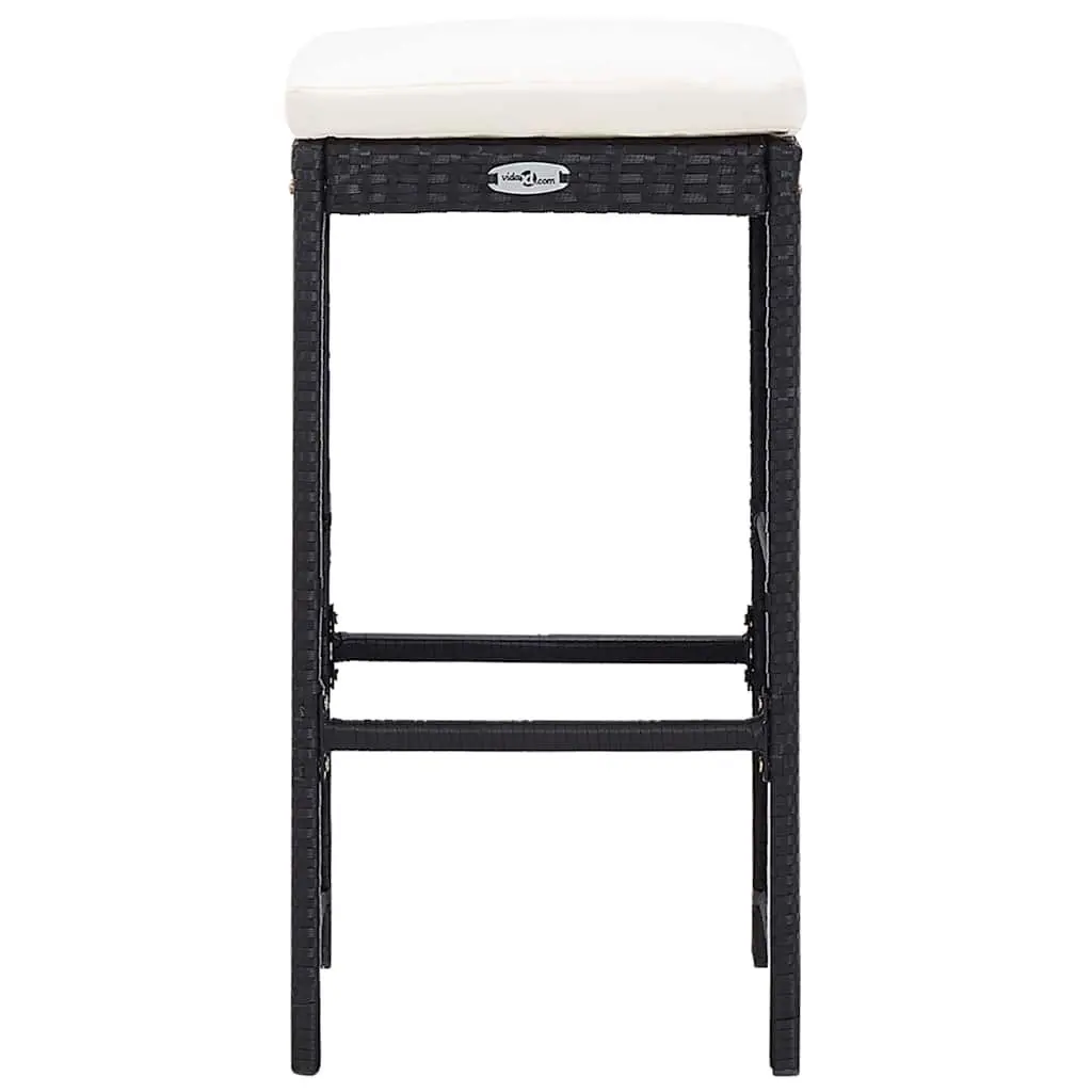 5 Piece Patio Furniture Set with Glass Top Table and Stools Water-Resistant Poly Rattan in Black