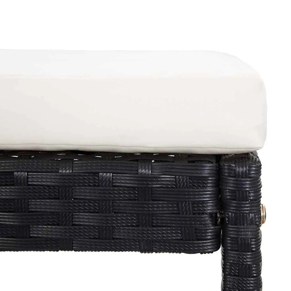 5 Piece Patio Furniture Set with Glass Top Table and Stools Water-Resistant Poly Rattan in Black