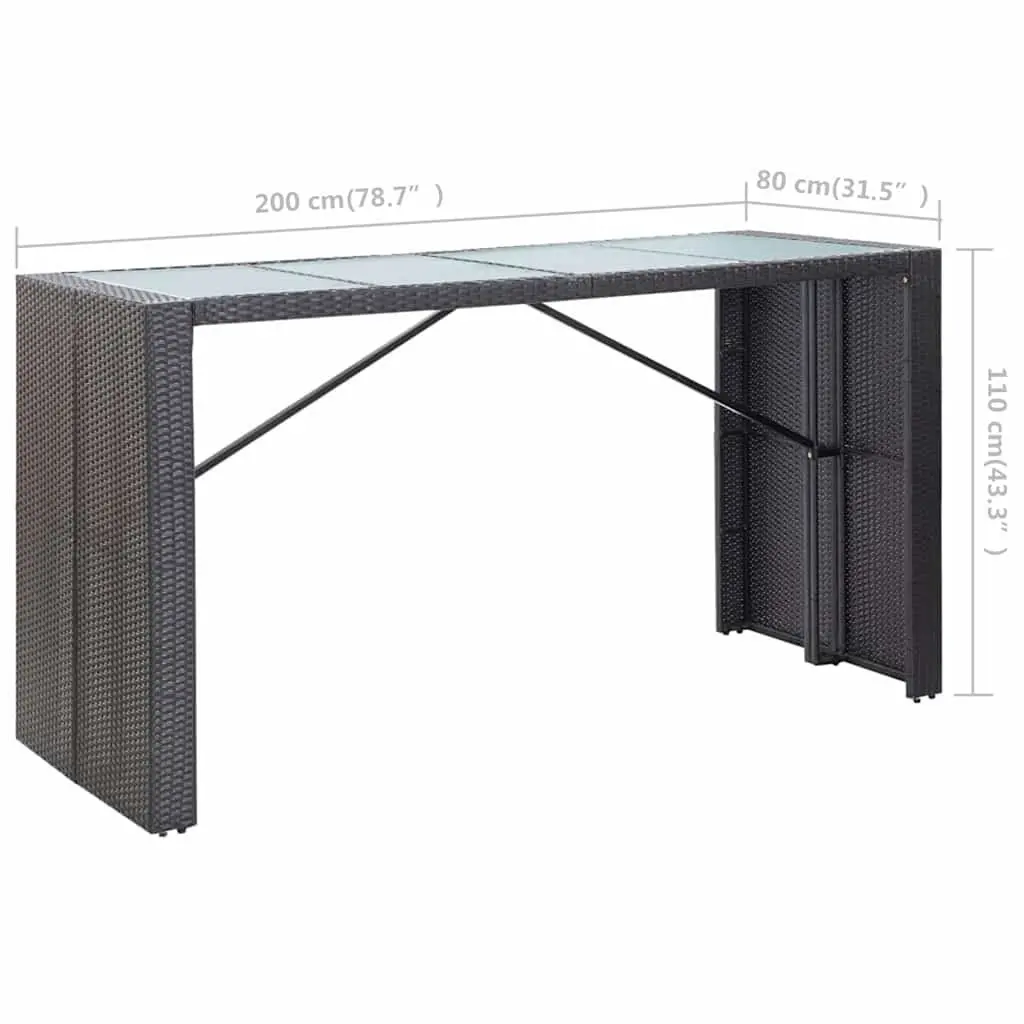 Outdoor Bar Set Poly Rattan 9 Piece Garden Patio Furniture Table Stools Black