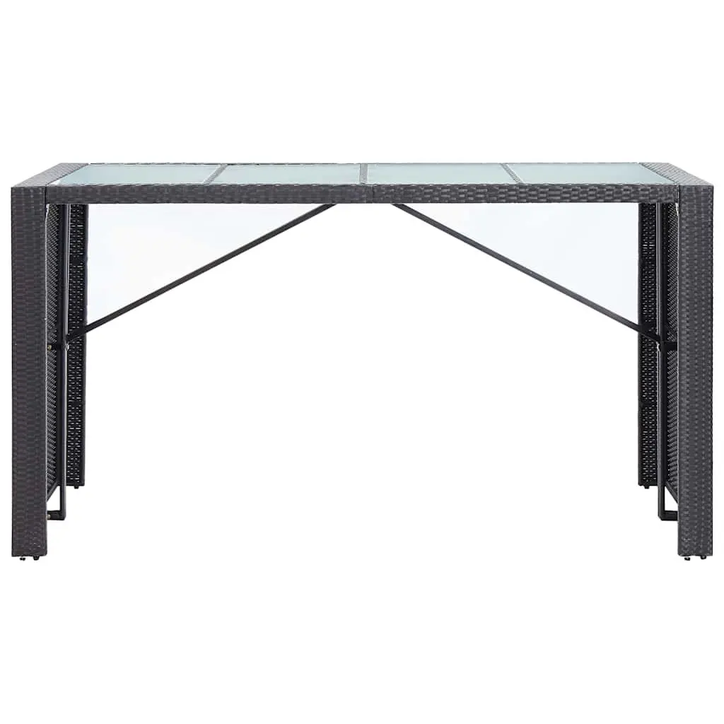 Outdoor Bar Set Poly Rattan 9 Piece Garden Patio Furniture Table Stools Black