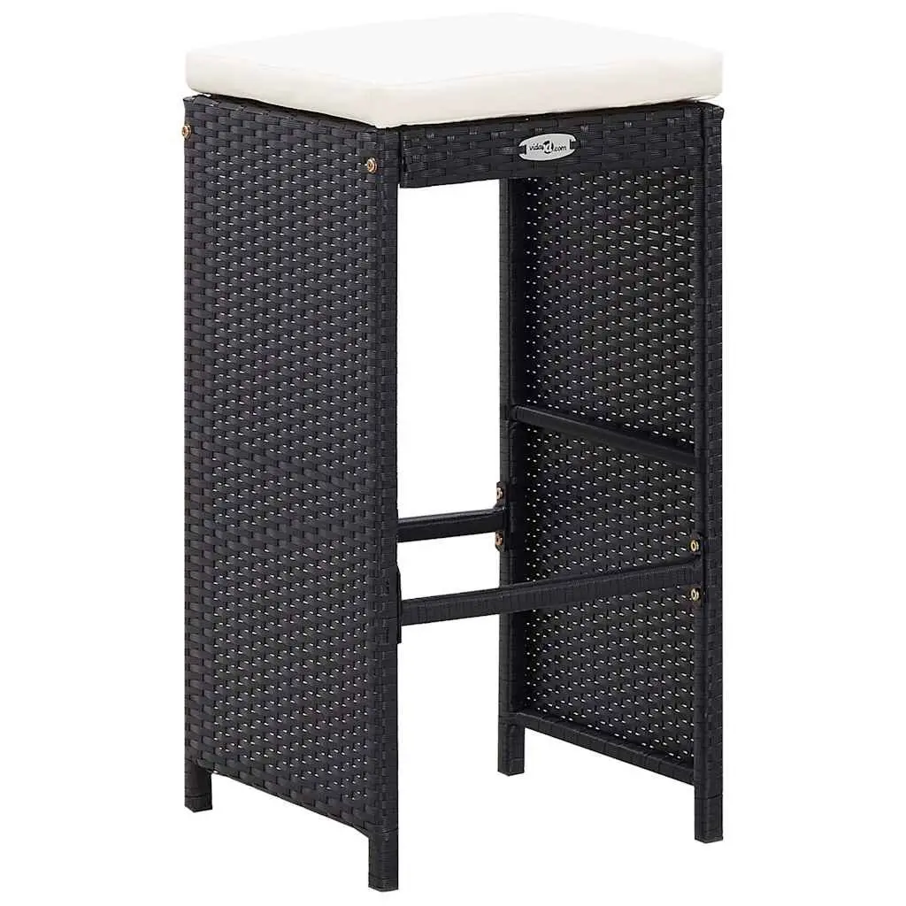 Outdoor Bar Set Poly Rattan 9 Piece Garden Patio Furniture Table Stools Black