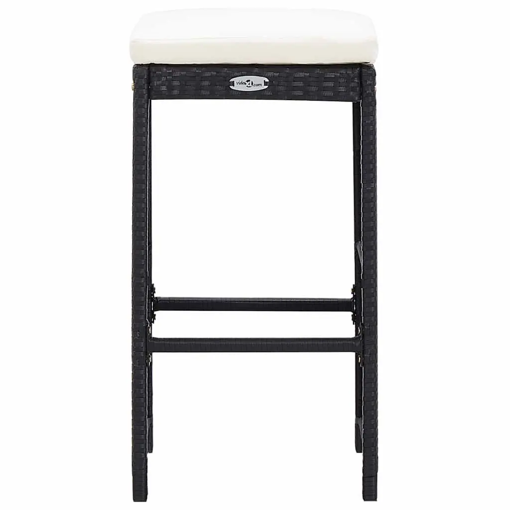 Outdoor Bar Set Poly Rattan 9 Piece Garden Patio Furniture Table Stools Black