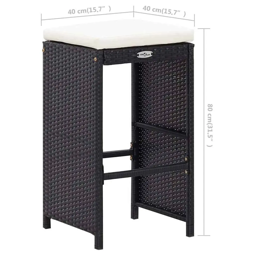 Outdoor Bar Set Poly Rattan 9 Piece Garden Patio Furniture Table Stools Black