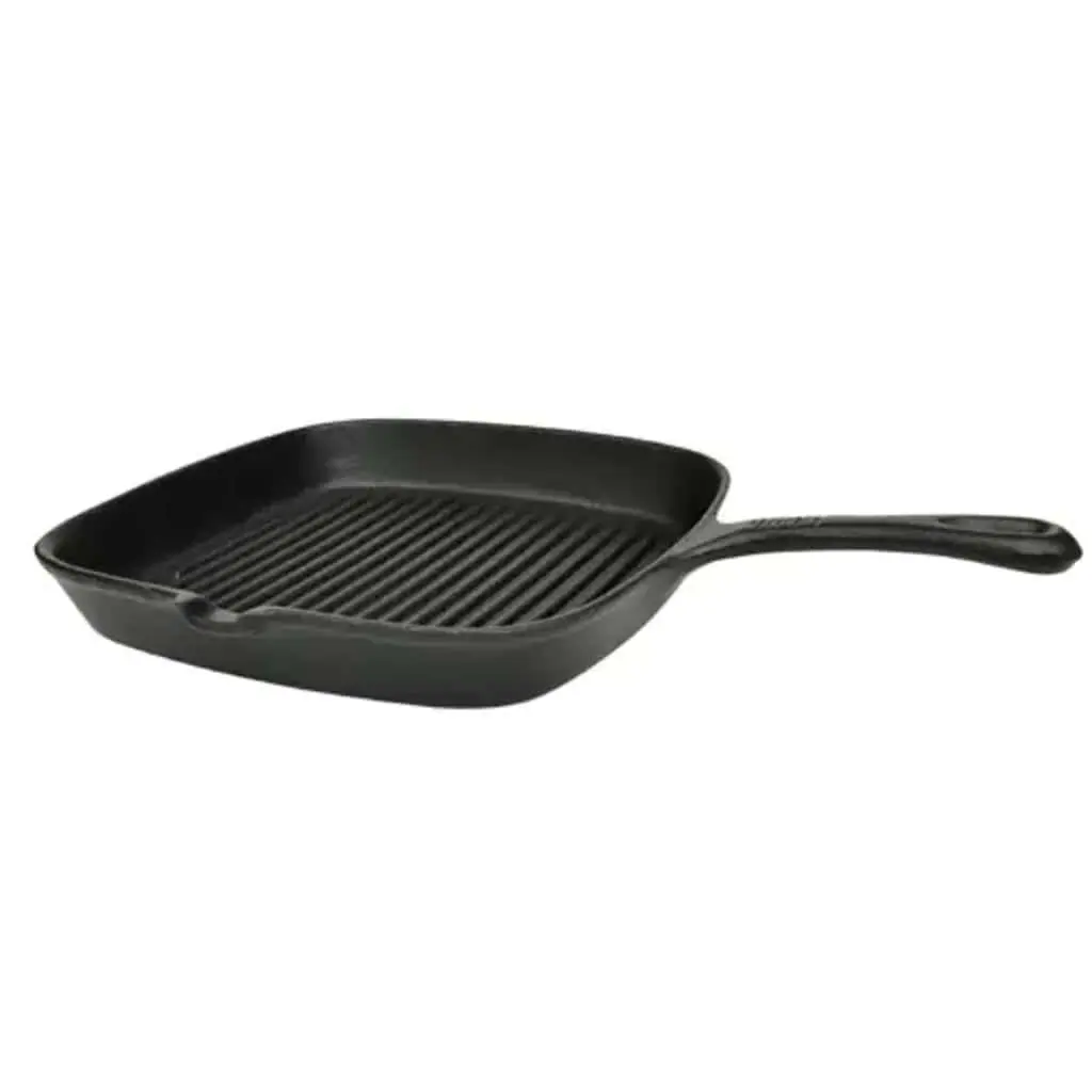 Cast Iron Grill Pan Ribbed Non-Stick Cooking Surface 24x23cm