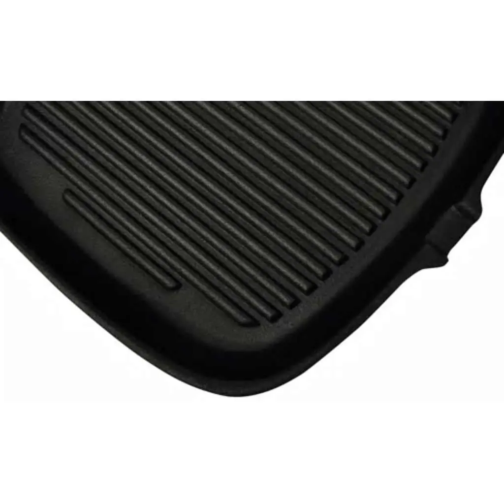 Cast Iron Grill Pan Ribbed Non-Stick Cooking Surface 24x23cm