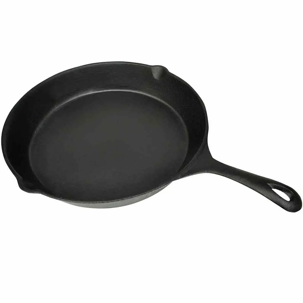 Cast Iron Grill Pan 30cm Round Flat Bottom BBQ Skillet Cooking Griddle Non-Stick