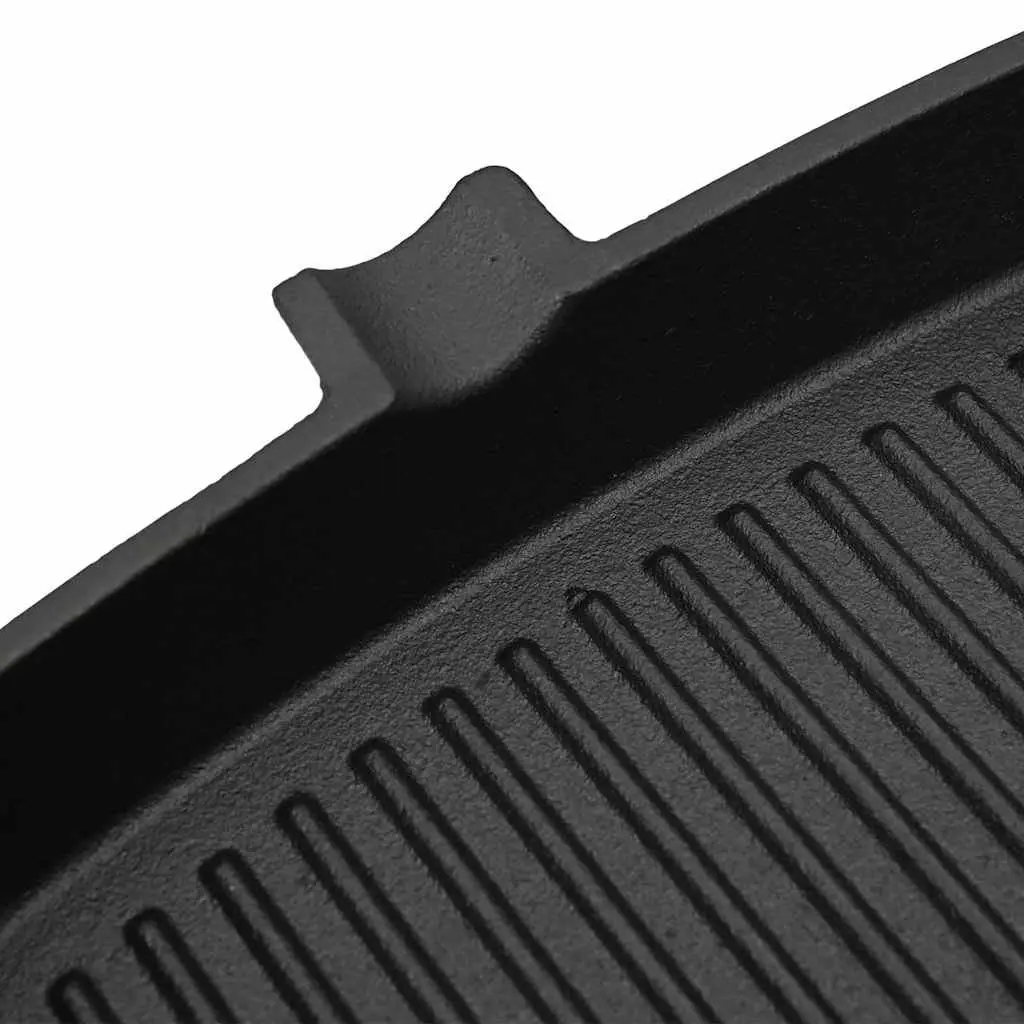 Cast Iron Grill Pan Ribbed Base 20x20 cm Wooden Handle
