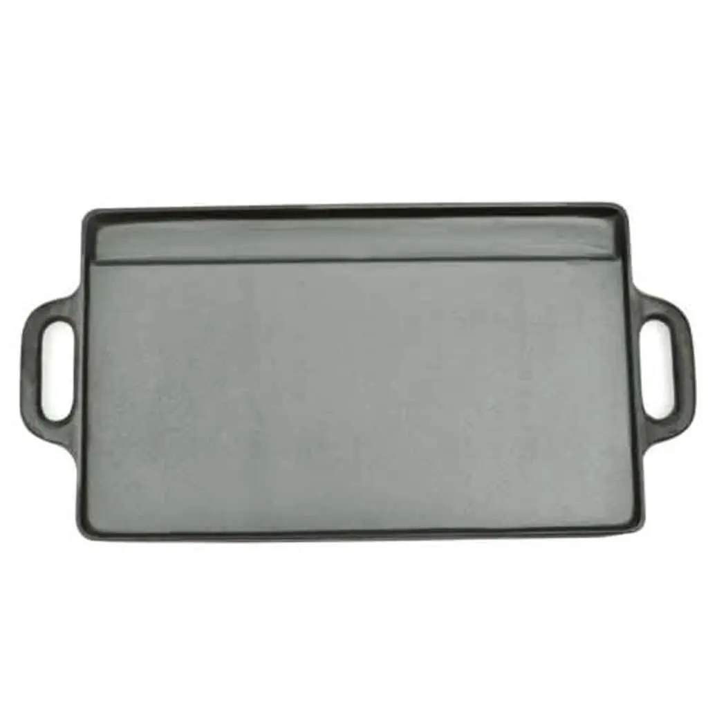 Cast Iron Reversible Griddle Grill Plate Set of 2 BBQ Pizza Platter Double Sided