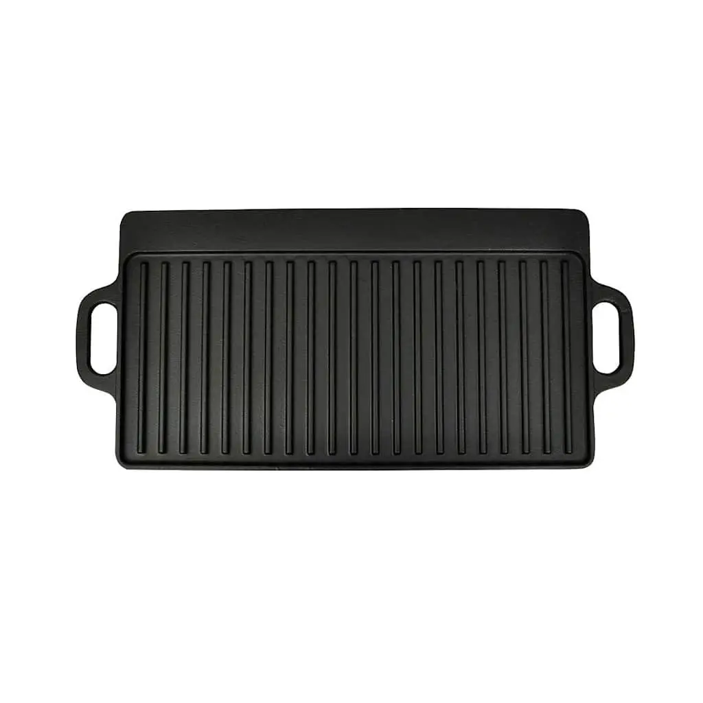 Cast Iron Reversible Griddle Grill Plate Set of 2 BBQ Pizza Platter Double Sided