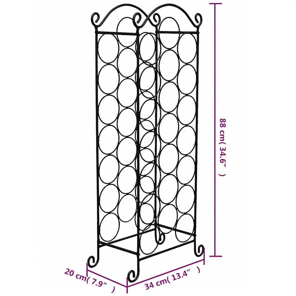 Wine Rack Metal 21 Bottle Storage Holder Black Classic Design Home Bar Display