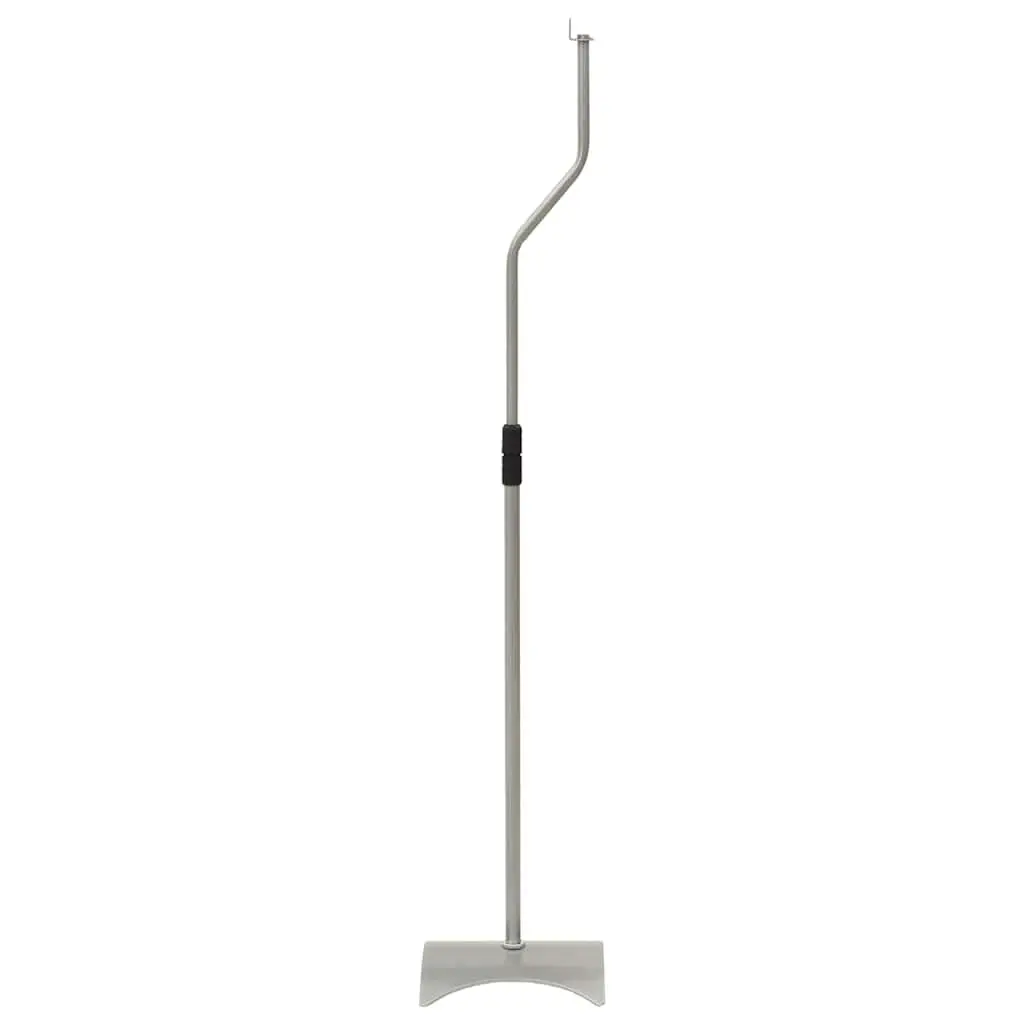 Speaker Stand Pair Adjustable Height Silver Steel Audio Studio Home System Mount