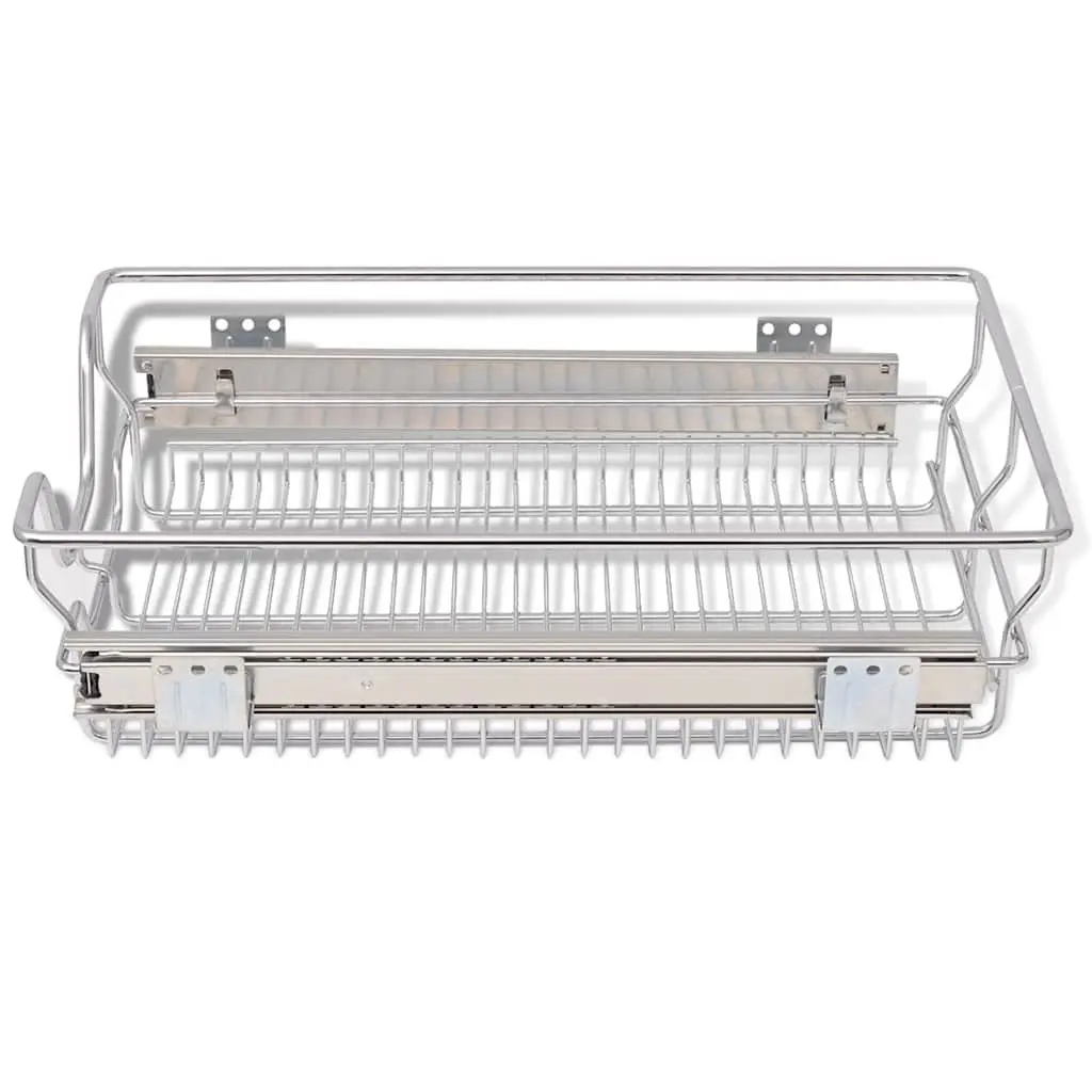 Pull-Out Wire Kitchen Baskets Sliding Drawer Organiser 40 cm Silver 2 Piece