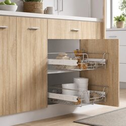 Pull-Out Wire Baskets 2 pcs Kitchen Cabinet Drawer Organiser Storage Silver