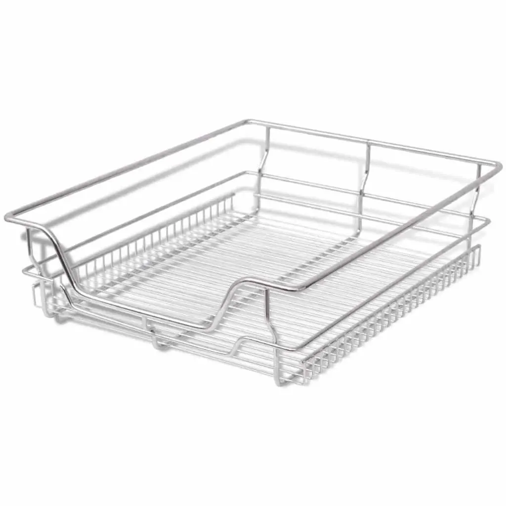 Pull-Out Wire Baskets Kitchen Cabinet Drawer Organiser Storage Silver 500mm