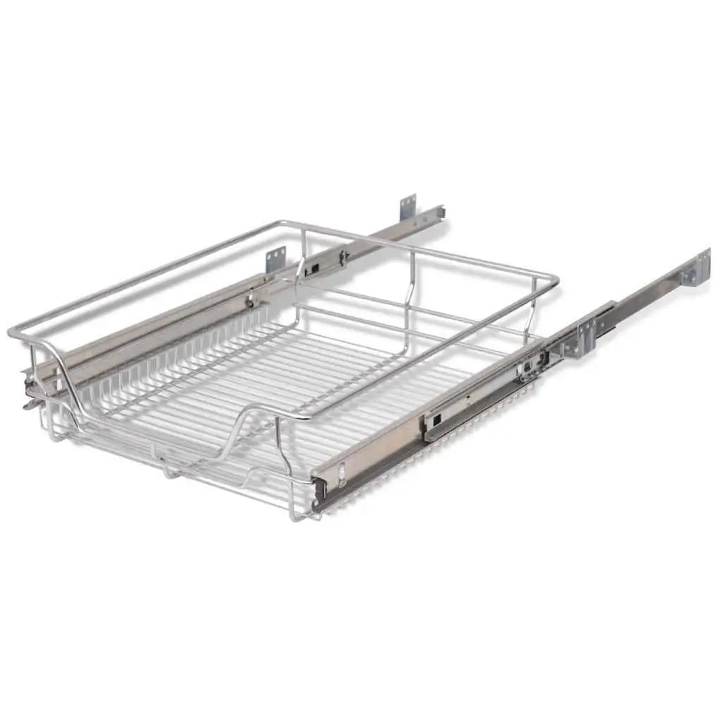 Pull-Out Wire Baskets Kitchen Cabinet Drawer Organiser Storage Silver 500mm