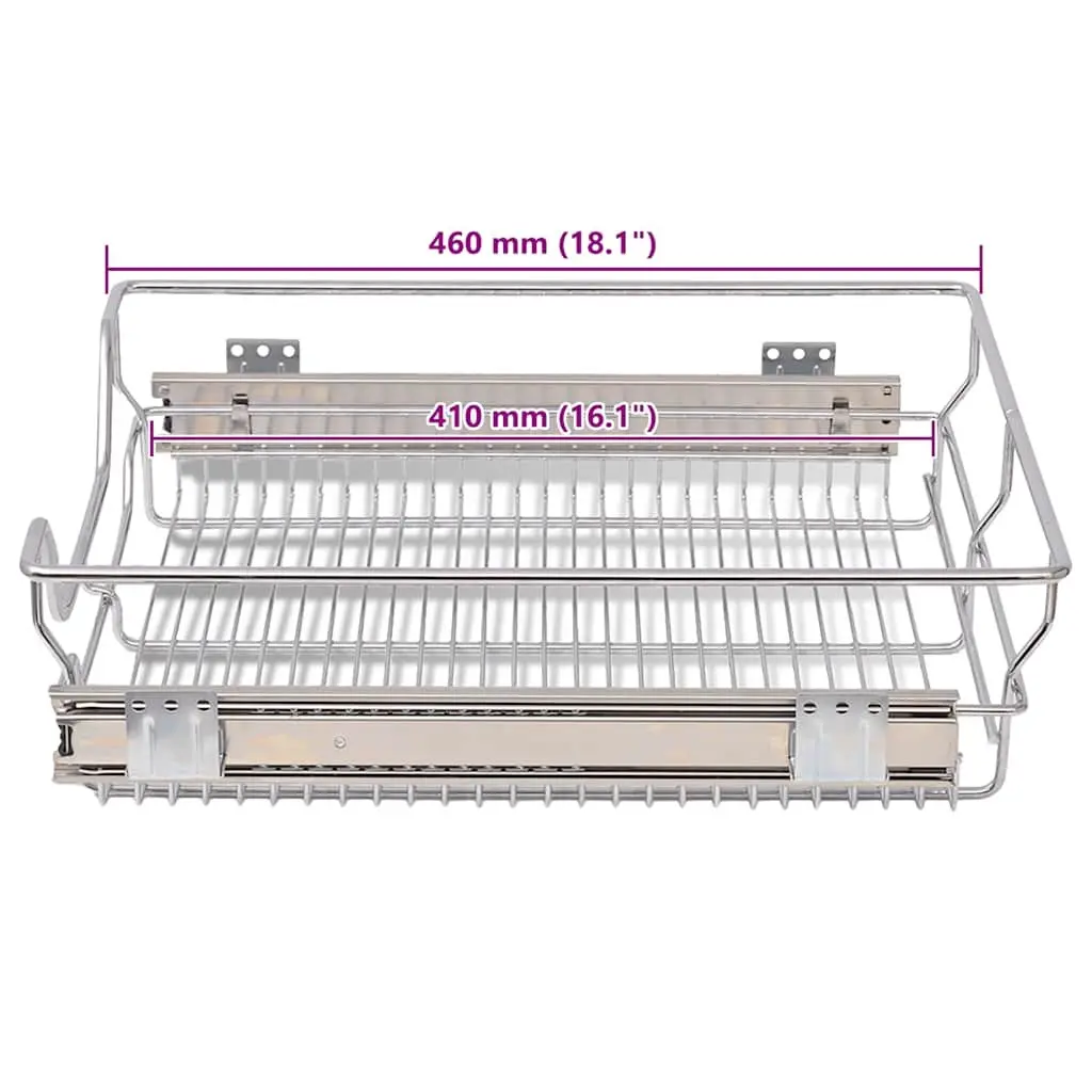Pull-Out Wire Baskets Kitchen Cabinet Drawer Organiser Storage Silver 500mm